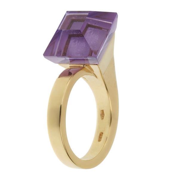 🤤💍💎💜 ⭐️GUCCI⭐️ 18K Yellow Gold Chiodo 💜 AMETHYST 💜 Ring size 35 5 💜💎💍 - Picture 6 of 15